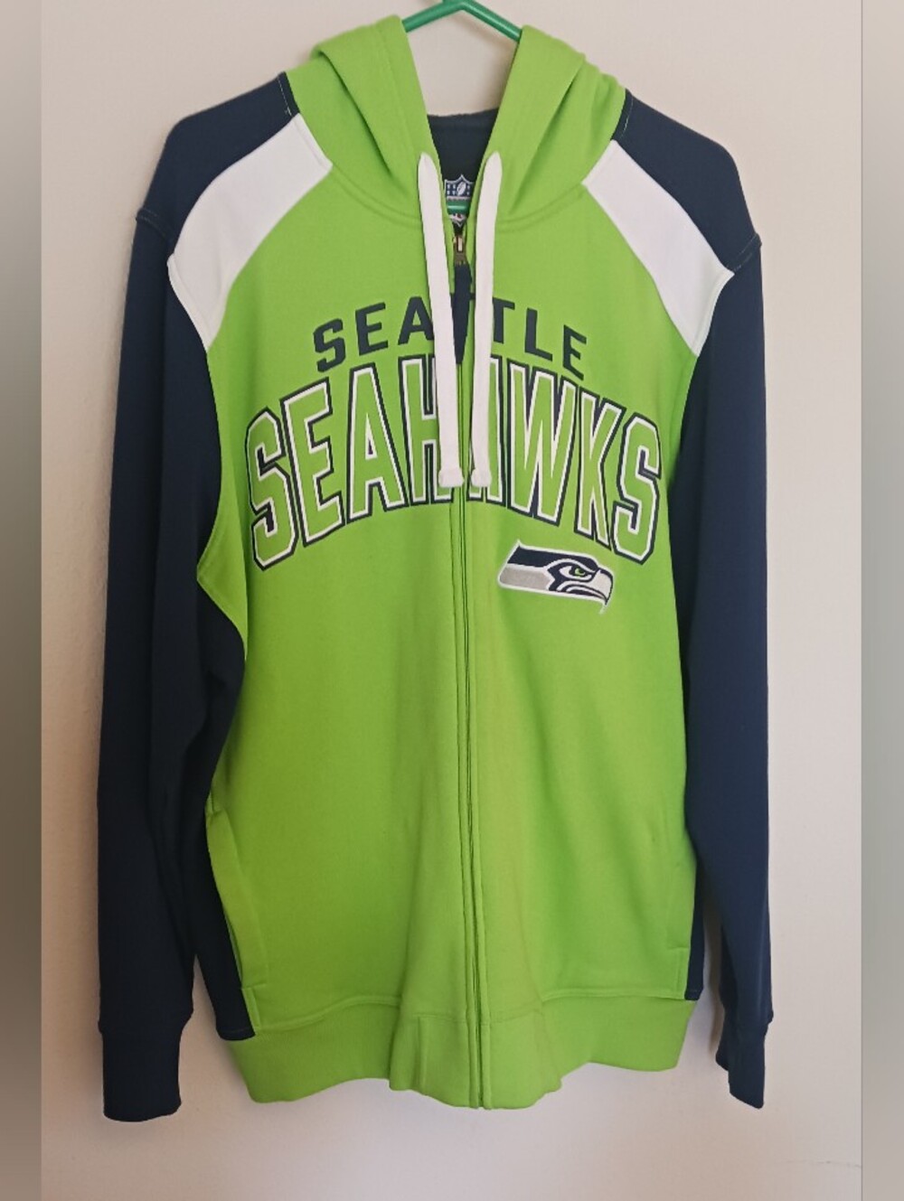 Seattle Seahawks Jacket Mens 2XL Green  NFL Football NFL Hooded Full Zip Fleece